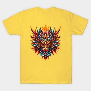 Fiery Geometric Dragon: Abstract Polygon Art T-Shirt